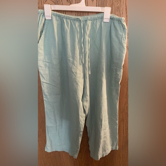 Stephanie Rogers Aqua Linen Blend Pants - Picture 1 of 6
